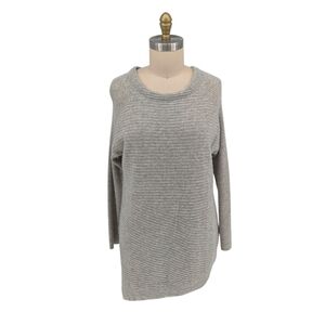 01411 Loma Wool Cashmere Asymmetric Sweater Gray Size Medium preppy fall luxury